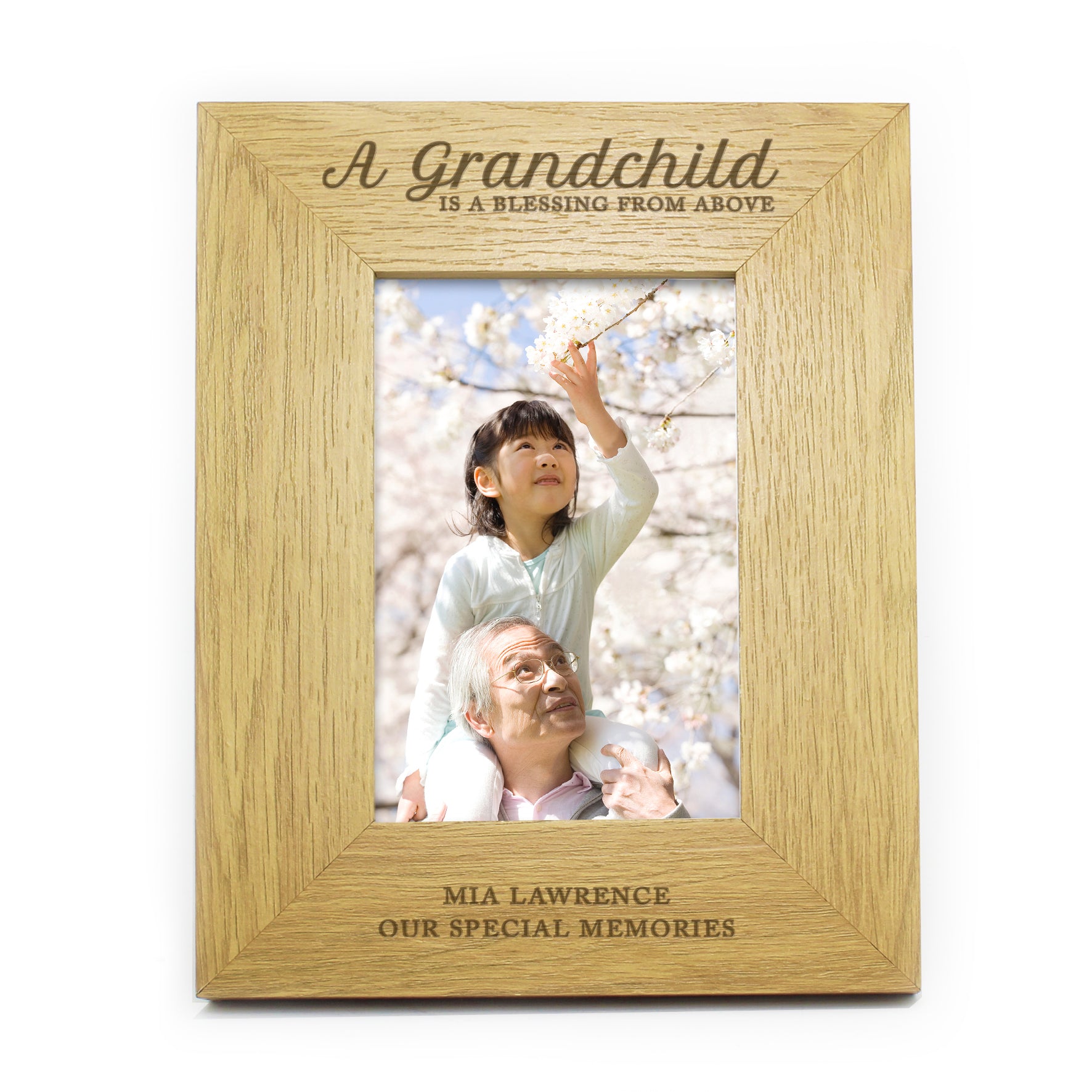 Personalised ""A Grandchild Is A Blessing"" 4x6 Oak Finish Photo Frame