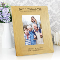 Personalised ""Grandchildren Are A Blessing"" 4x6 Oak Finish Photo Frame