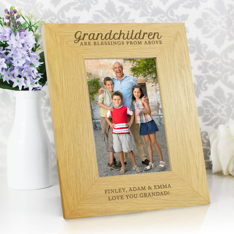 Image of Personalised ""Grandchildren Are A Blessing"" 4x6 Oak Finish Photo Frame