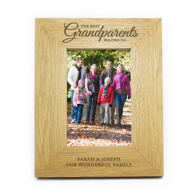 Personalised ""The Best Grandparents"" 4x6 Oak Finish Photo Frame