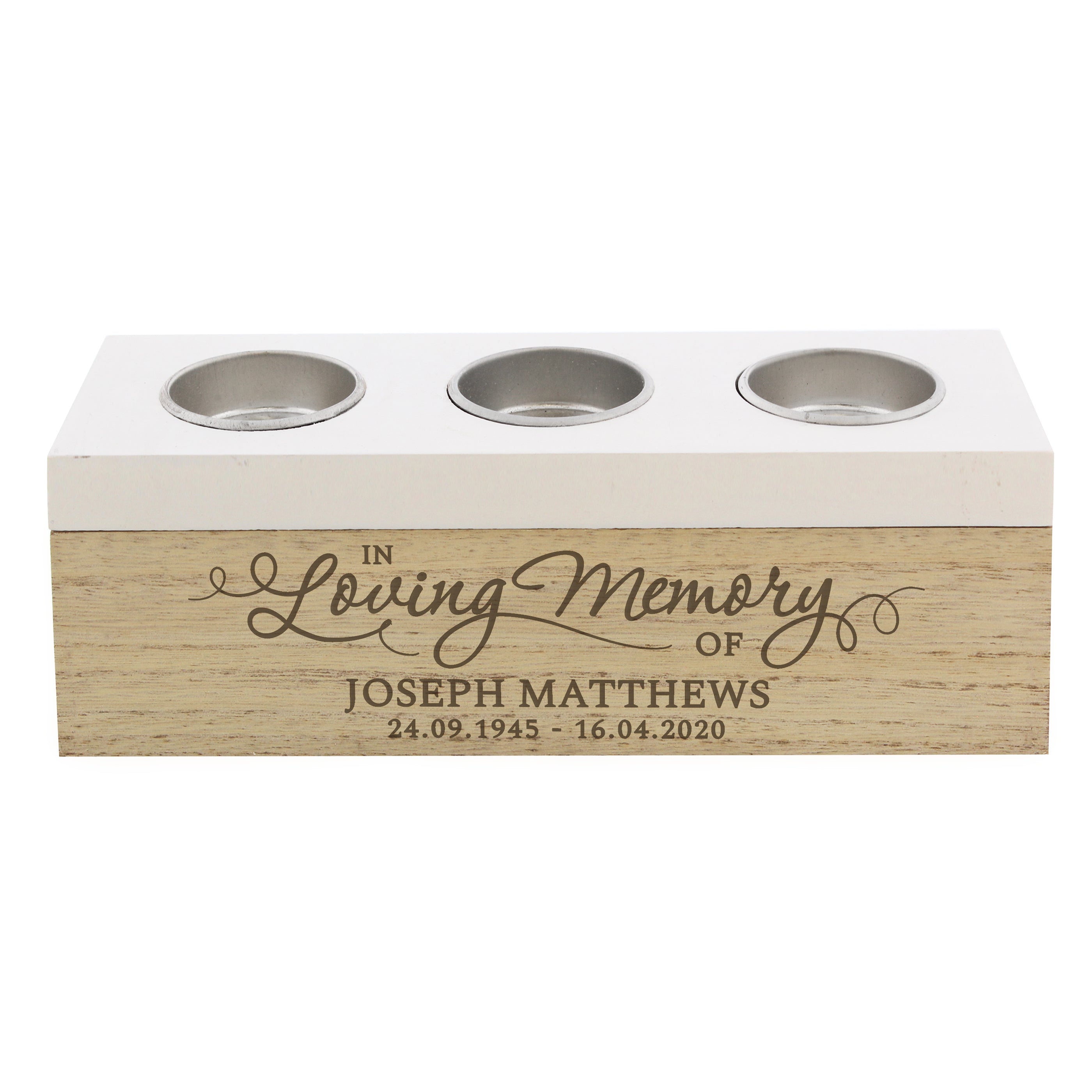 Gift Original Personalised In Loving Memory Triple Tea Light Box