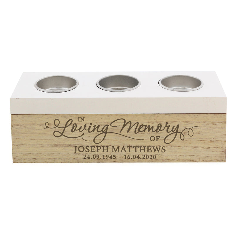 Gift Original Personalised In Loving Memory Triple Tea Light Box