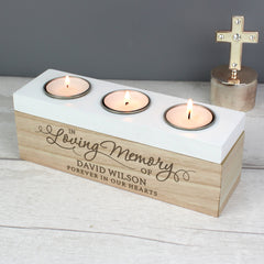Personalised In Loving Memory Triple Tea Light Box
