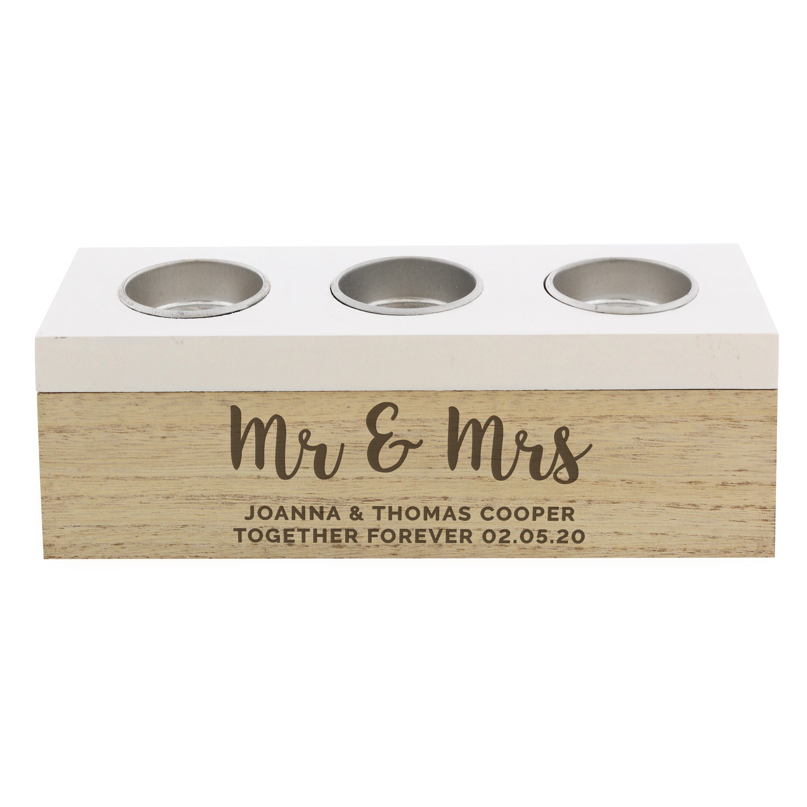 Gift Original Personalised Free Text Triple Tea Light Box