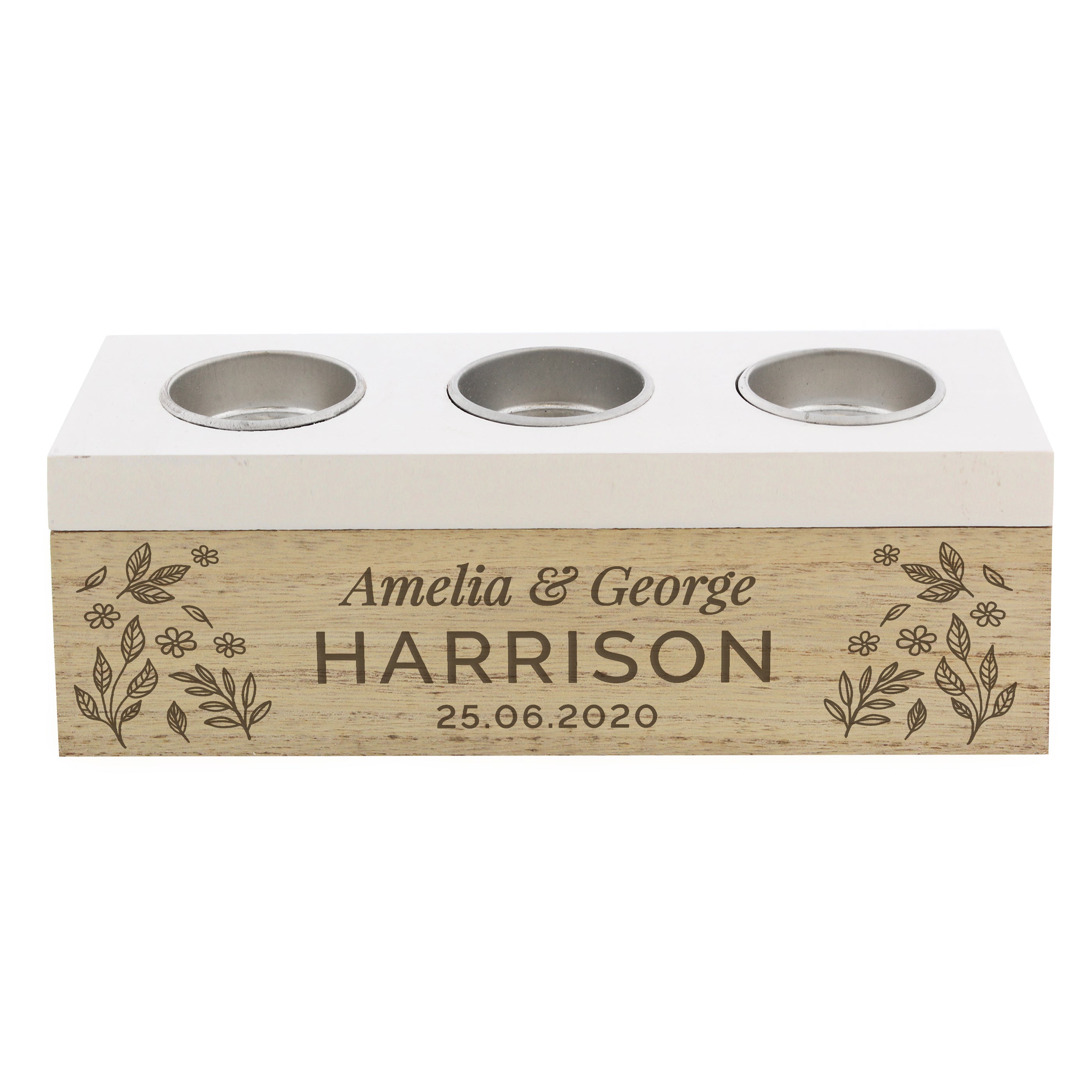 Gift Original Personalised Floral Triple Tea Light Box