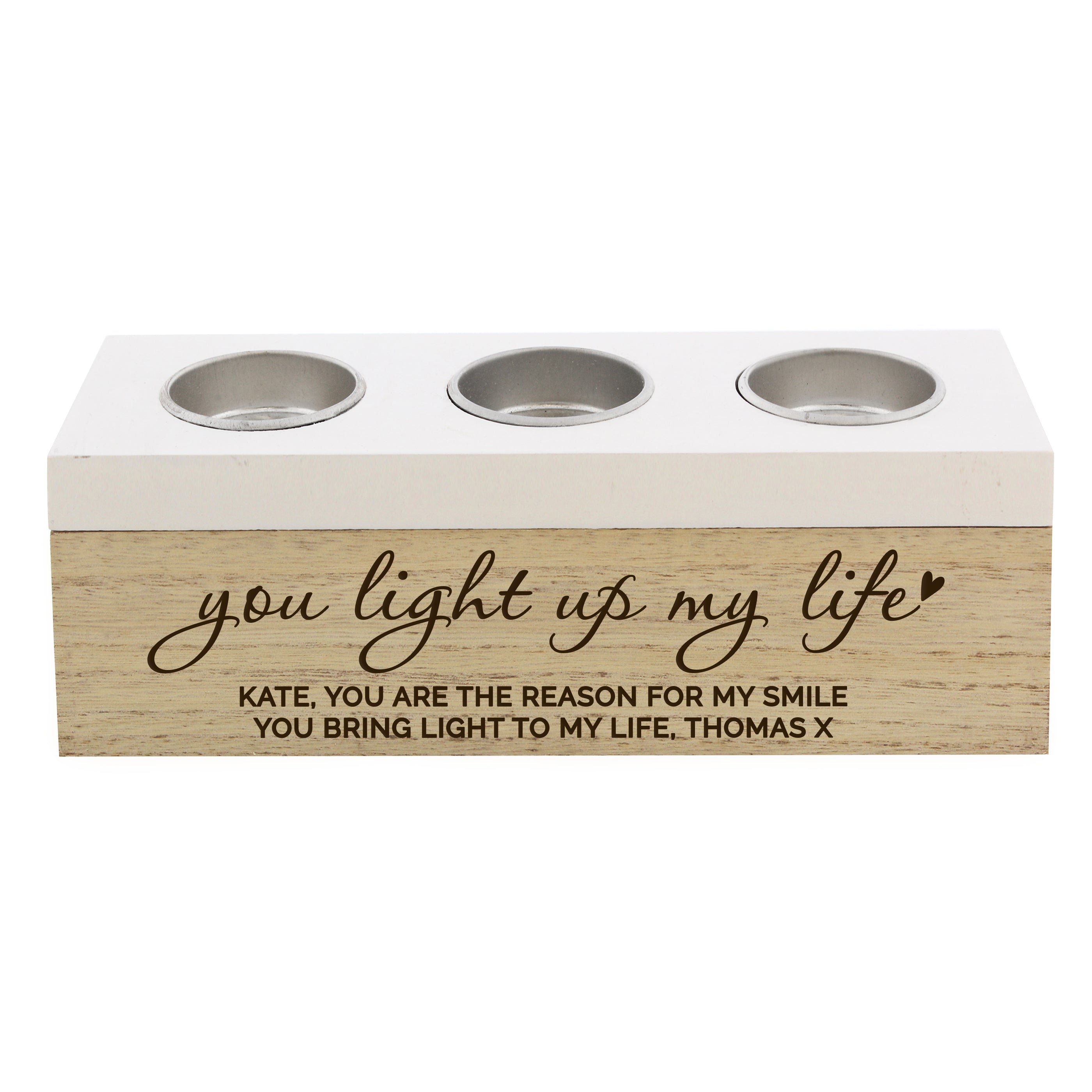 Gift Original Personalised You Light Up My Life Triple Tea Light Box