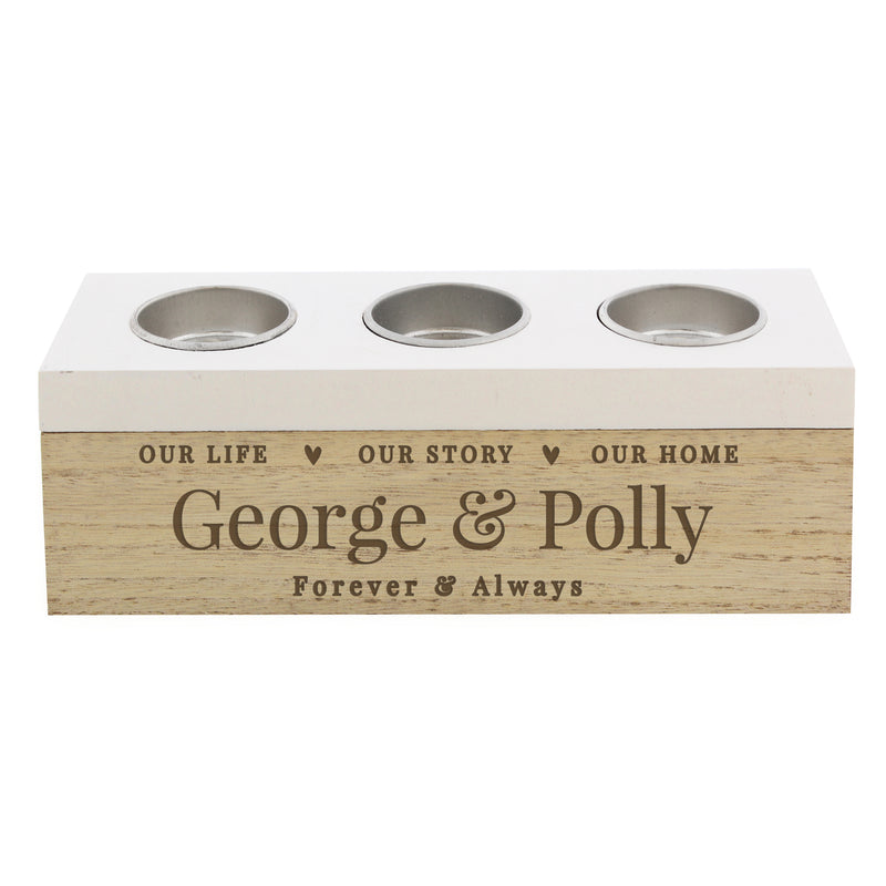 Gift Original Personalised Our Life Story & Home Triple Tea Light Box