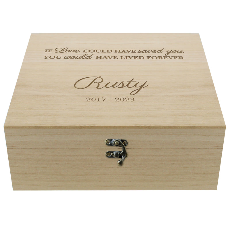 Personalised Pet Memorial Large Wooden Keepsake Box