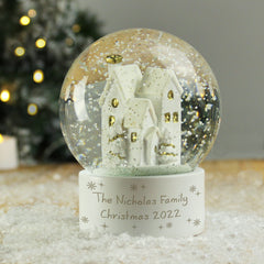 Personalised Message Village Glitter Snow Globe