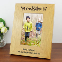 Personalised Oak Finish 4x6 Grandchildren Photo Frame