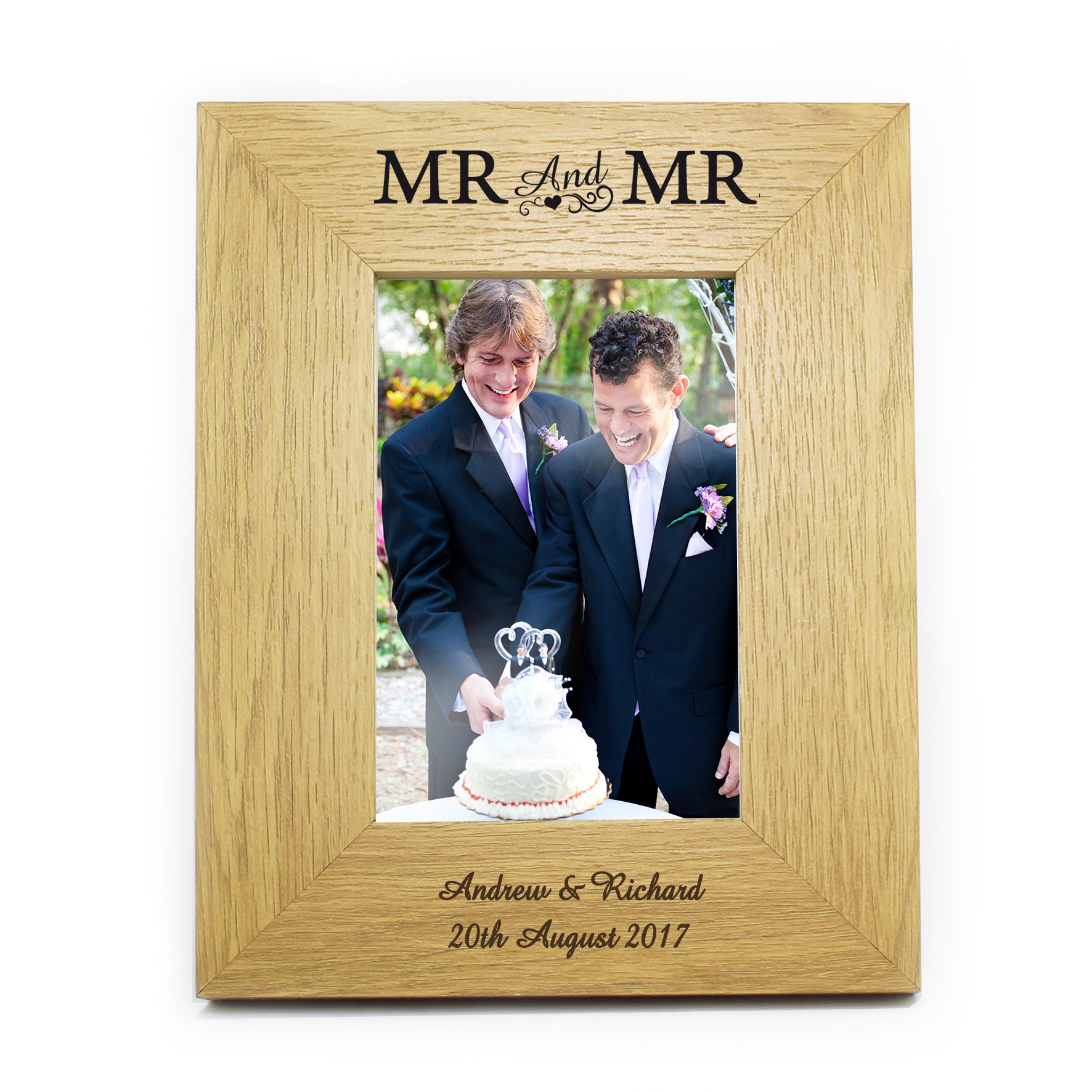 Personalised Oak Finish 4x6 Mr & Mr Photo Frame