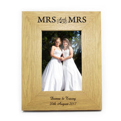 Personalised Oak Finish 4x6 Mrs & Mrs Photo Frame