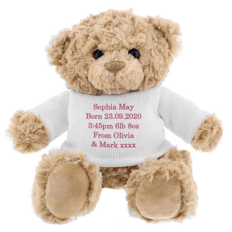Personalised Message Teddy Bear - Pink