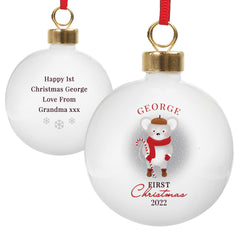 Gift Original Personalised '1st Christmas' Mouse Bauble