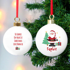 Front and Back View of Personalised Santa Bauble