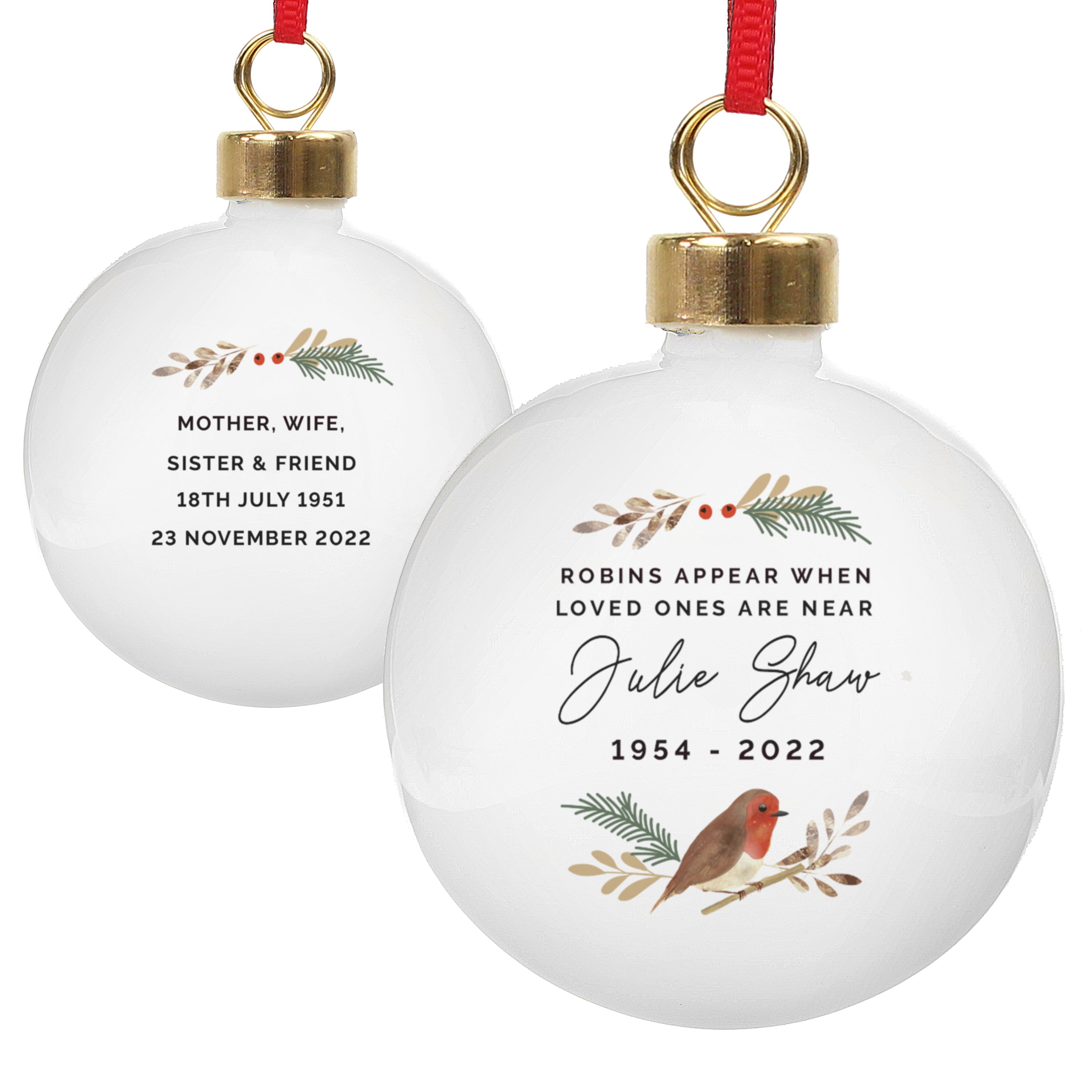 Personalised Robin Bauble