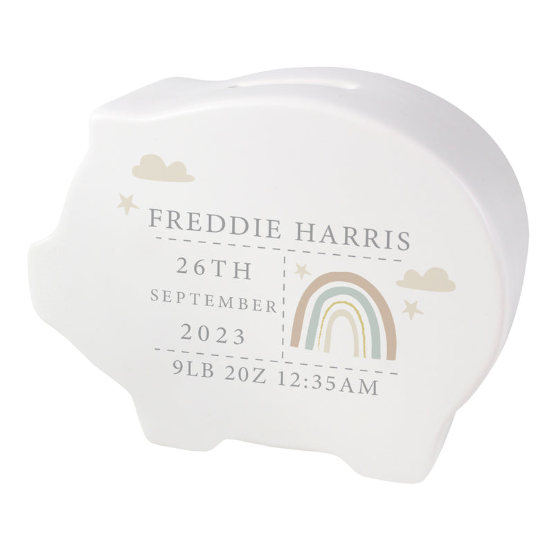 Personalised Rainbow Piggy Bank
