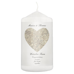 Personalised 1896 - 1904 Revised New Heart Map Pillar Candle