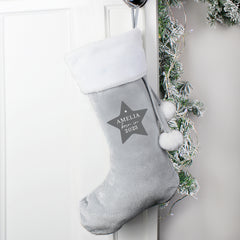 Personalised Born In Year Luxury Silver Grey Stocking is perfect for filling with Christmas treats!