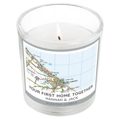 Personalised Present Day Map Compass Scented Jar Candle