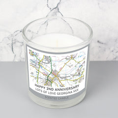 Personalised Present Day Map Compass Jar Candle