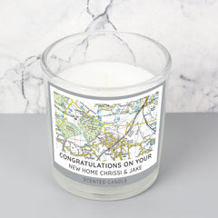 Personalised Present Day Map Compass Jar Candle