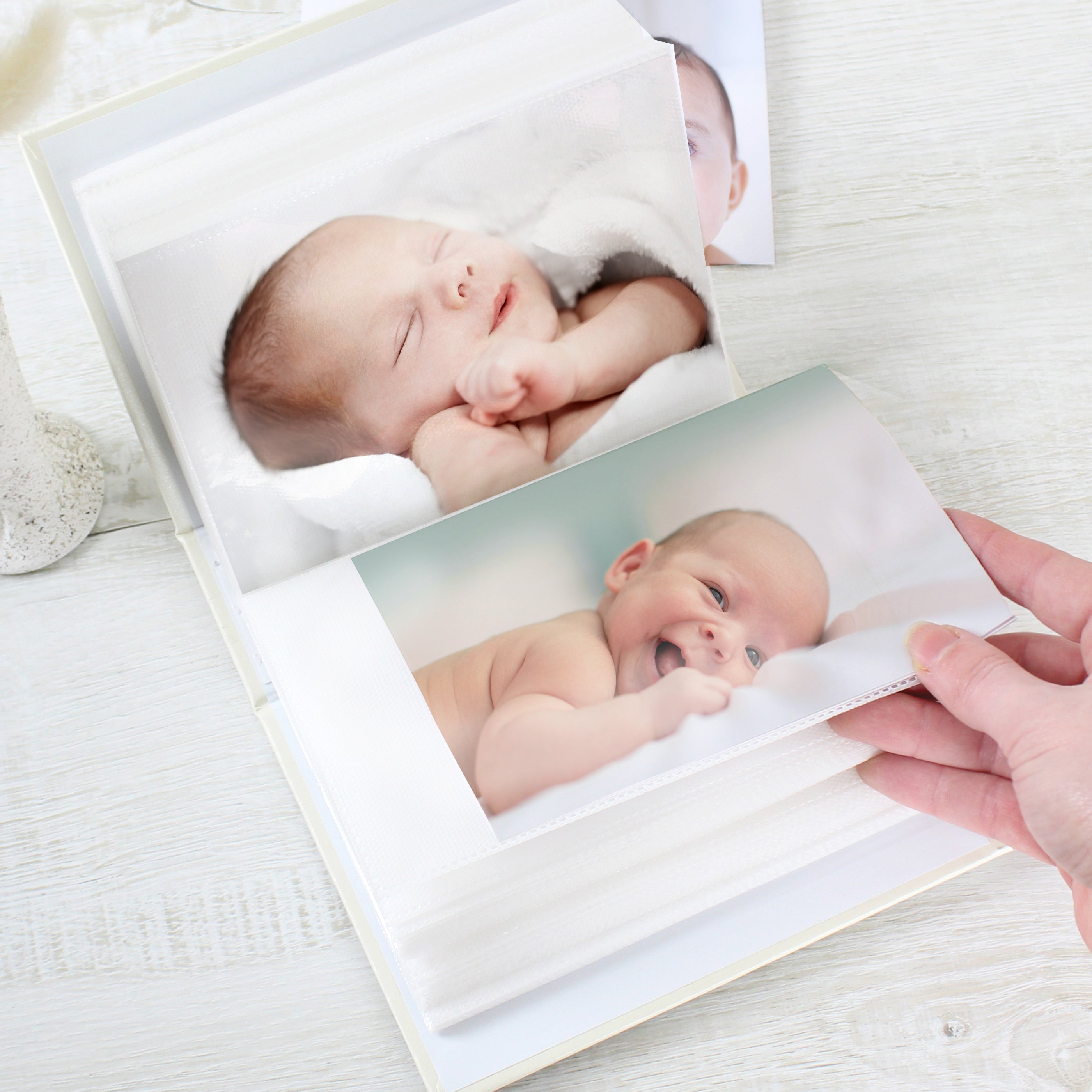 Open Showing Baby Photos Personalised Big Birthday 6x4 Photo Album with Sleeves