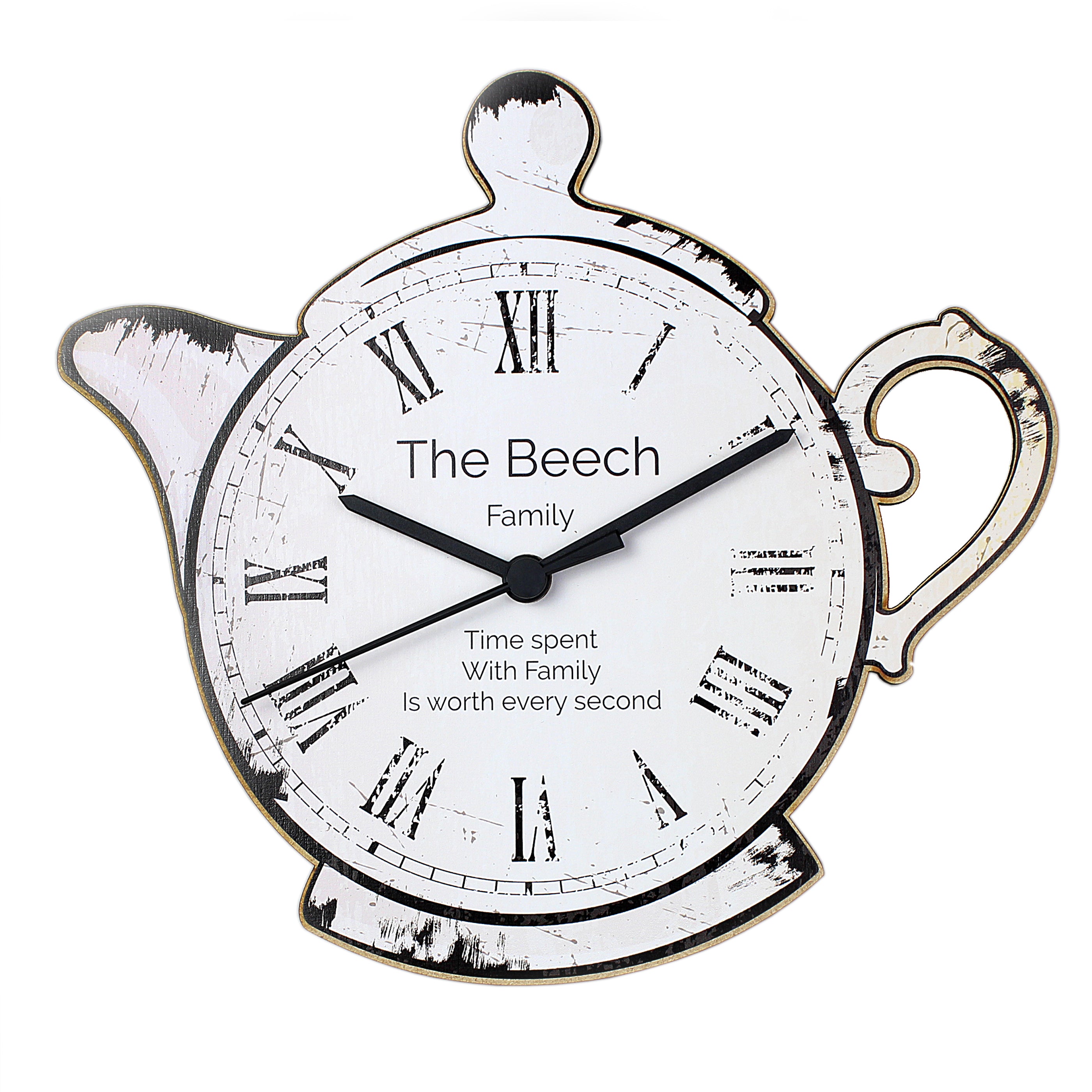 Personalised Teapot Shape Wooden Clock