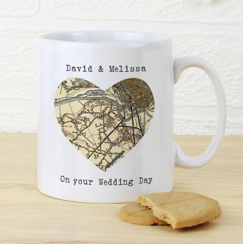 Personalised 1896 - 1904 Revised New Map Heart Mug