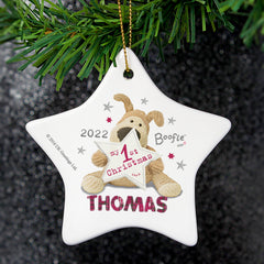 Personalised Boofle My 1st Christmas Ceramic Star Decoration