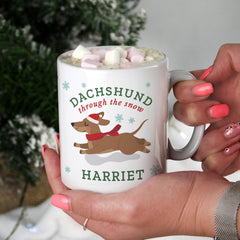Personalised Dachshund Through... Christmas Mug By Gift Original