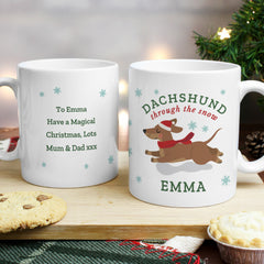 Personalised Dachshund Through... Christmas Mug