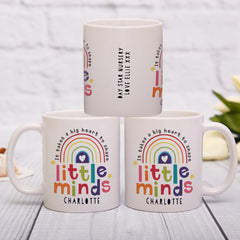 Three Personalised Shape Little Minds Mug Showing A Different Sides