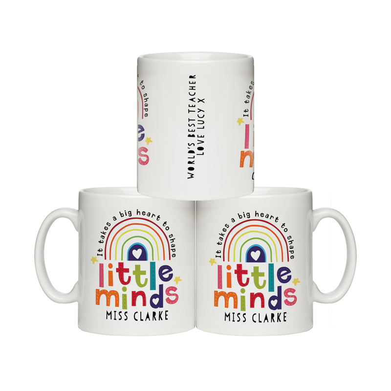 Personalised Shape Little Minds Mug Showing All Three Sides