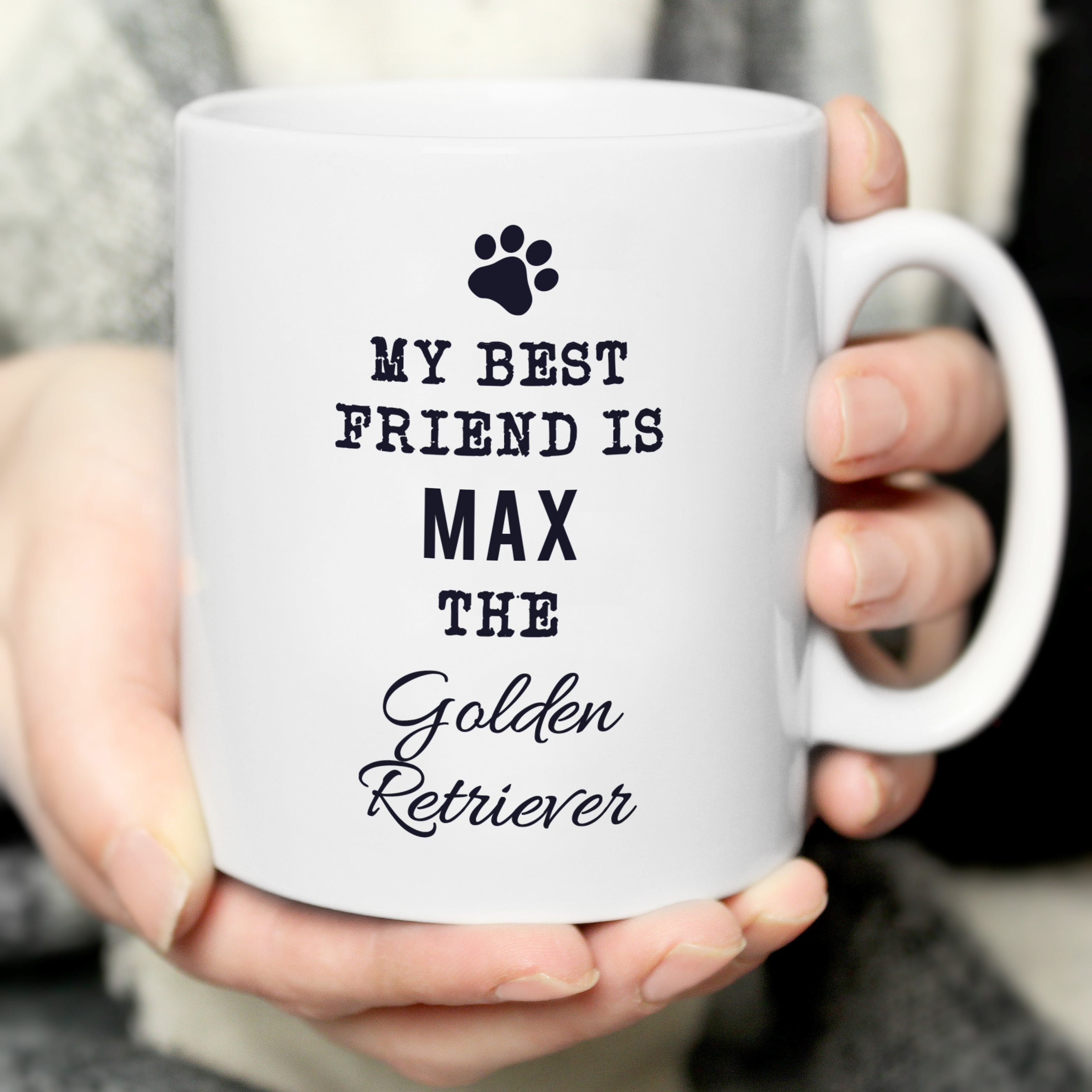 Personalised Paw Print Dog Breed Mug
