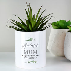 Personalised Free Text Botanical Ceramic Storage Pot
