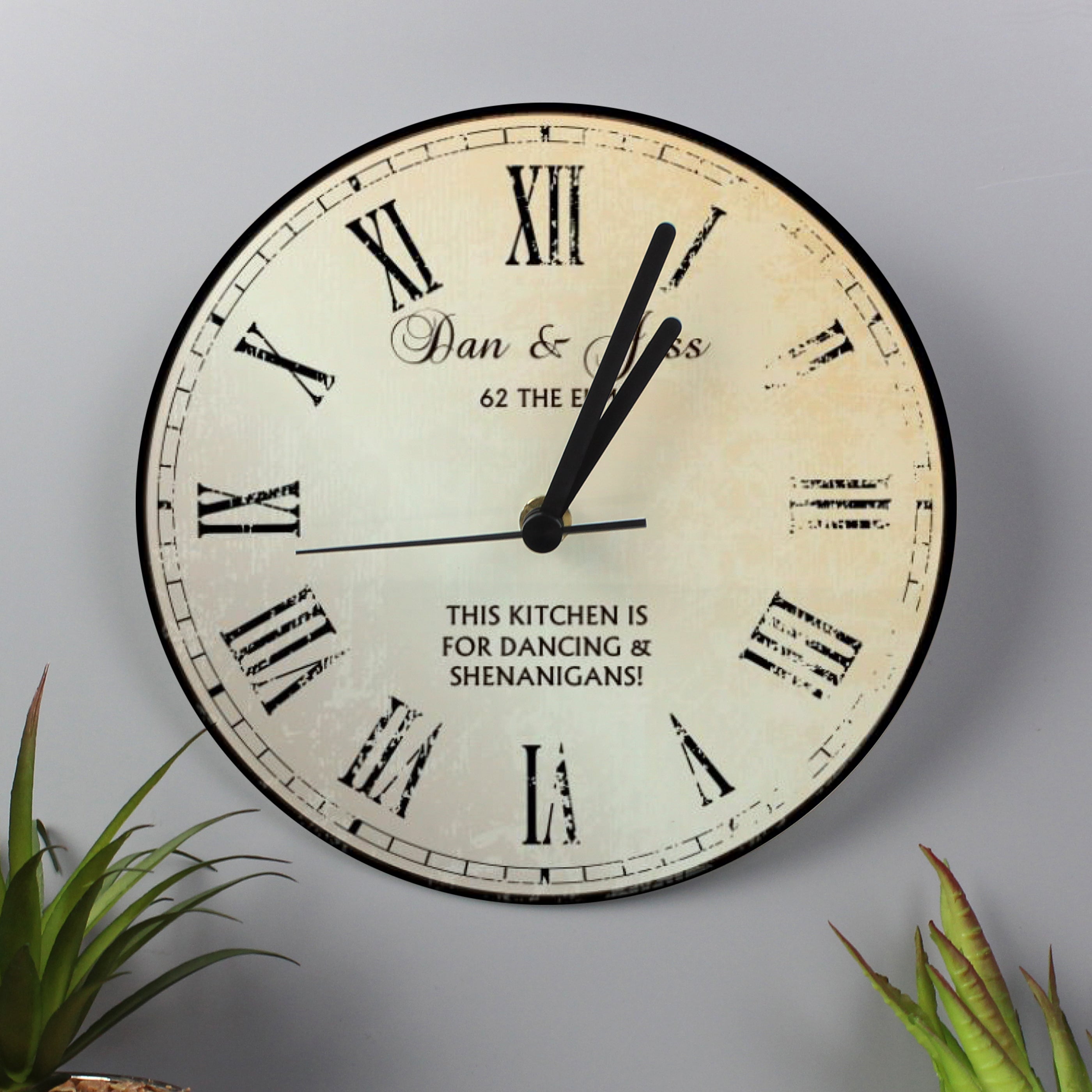 Personalised Rustic Message Glass Clock