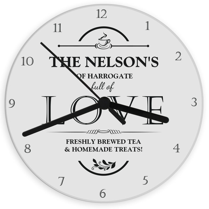 Personalised Full of Love Glass Clock