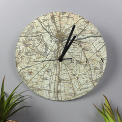 Personalised 1896 - 1904 Revised Glass Map Clock