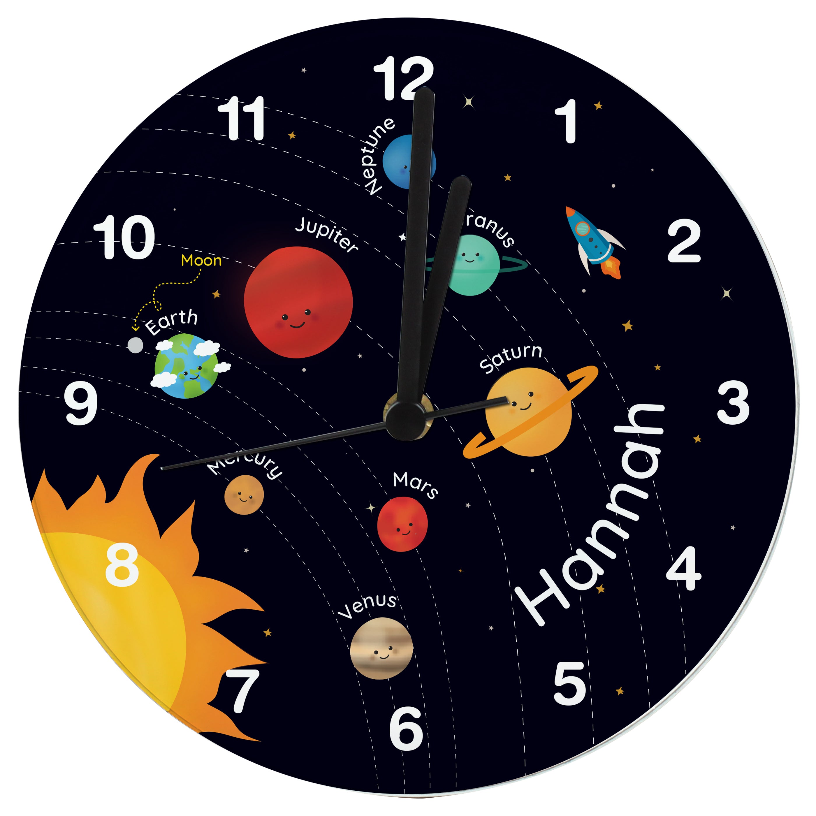 Personalised Solar Space System Glass Clock
