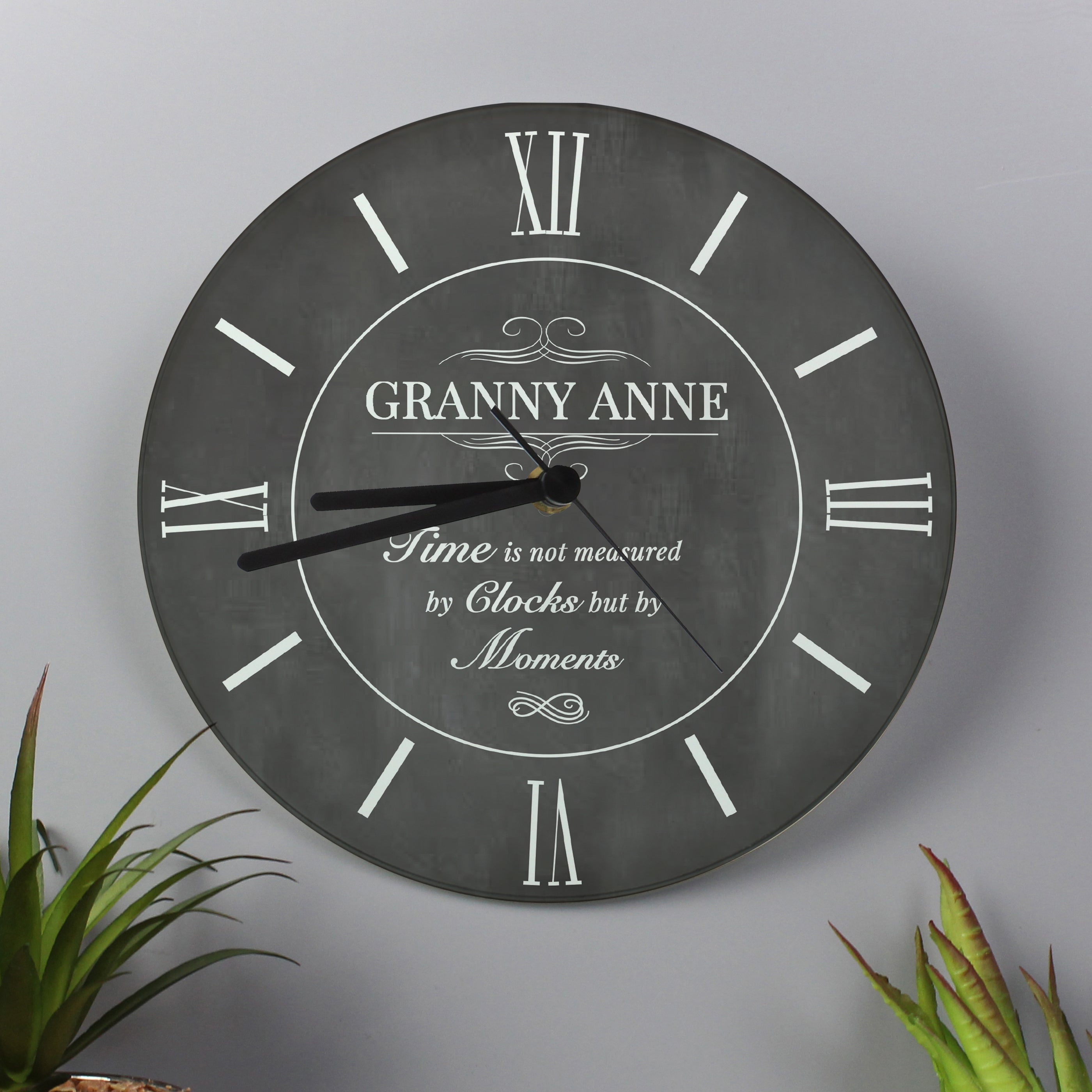 Personalised Measured In Moments Glass Clock