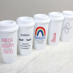 Personalised Eyelashes Insulated Reusable Eco Travel Cup