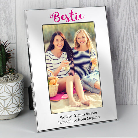 Image of Personalised #Bestie 4x6 Silver Photo Frame
