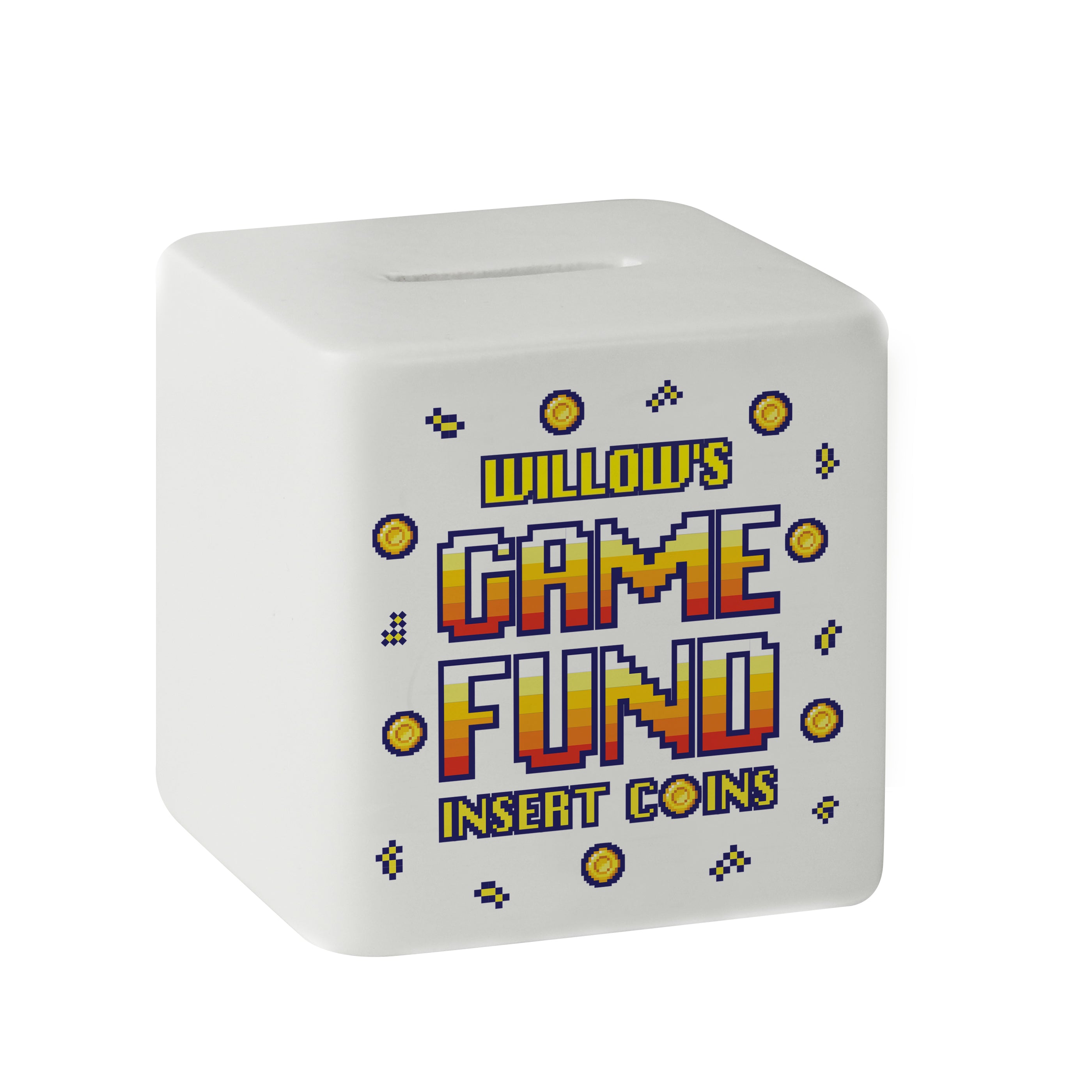 Personalised Gaming Fund Ceramic Square Money Box