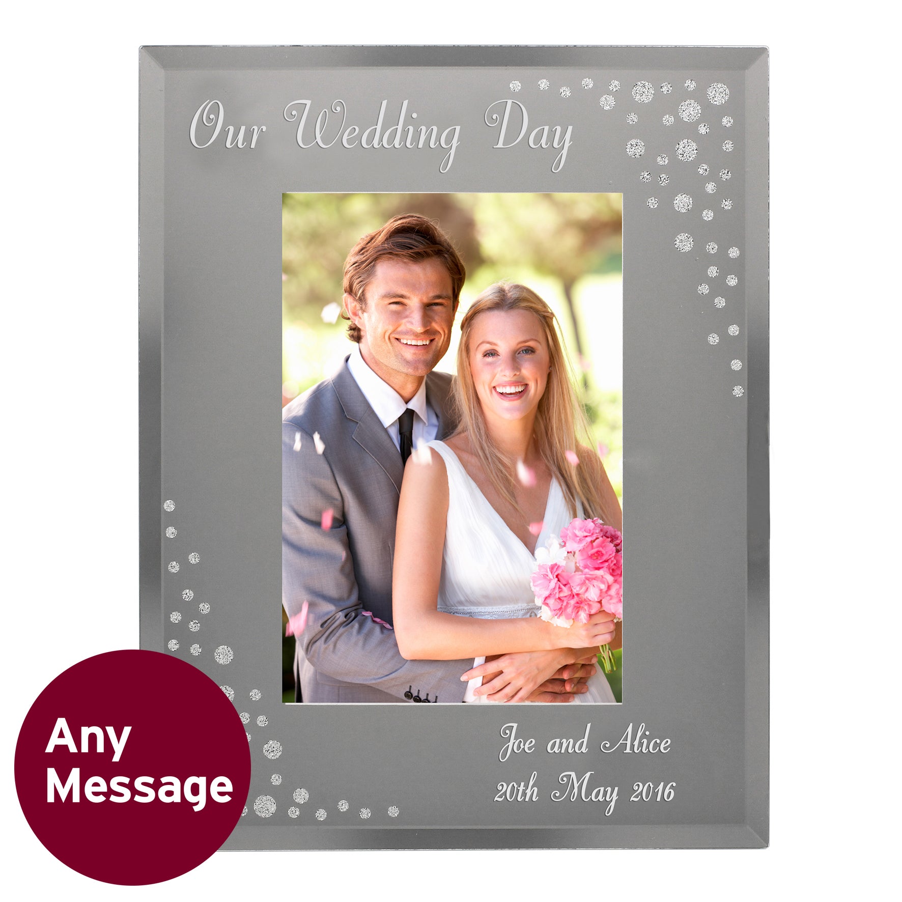 Personalised Any Message 4x6 Diamante Glass Photo Frame