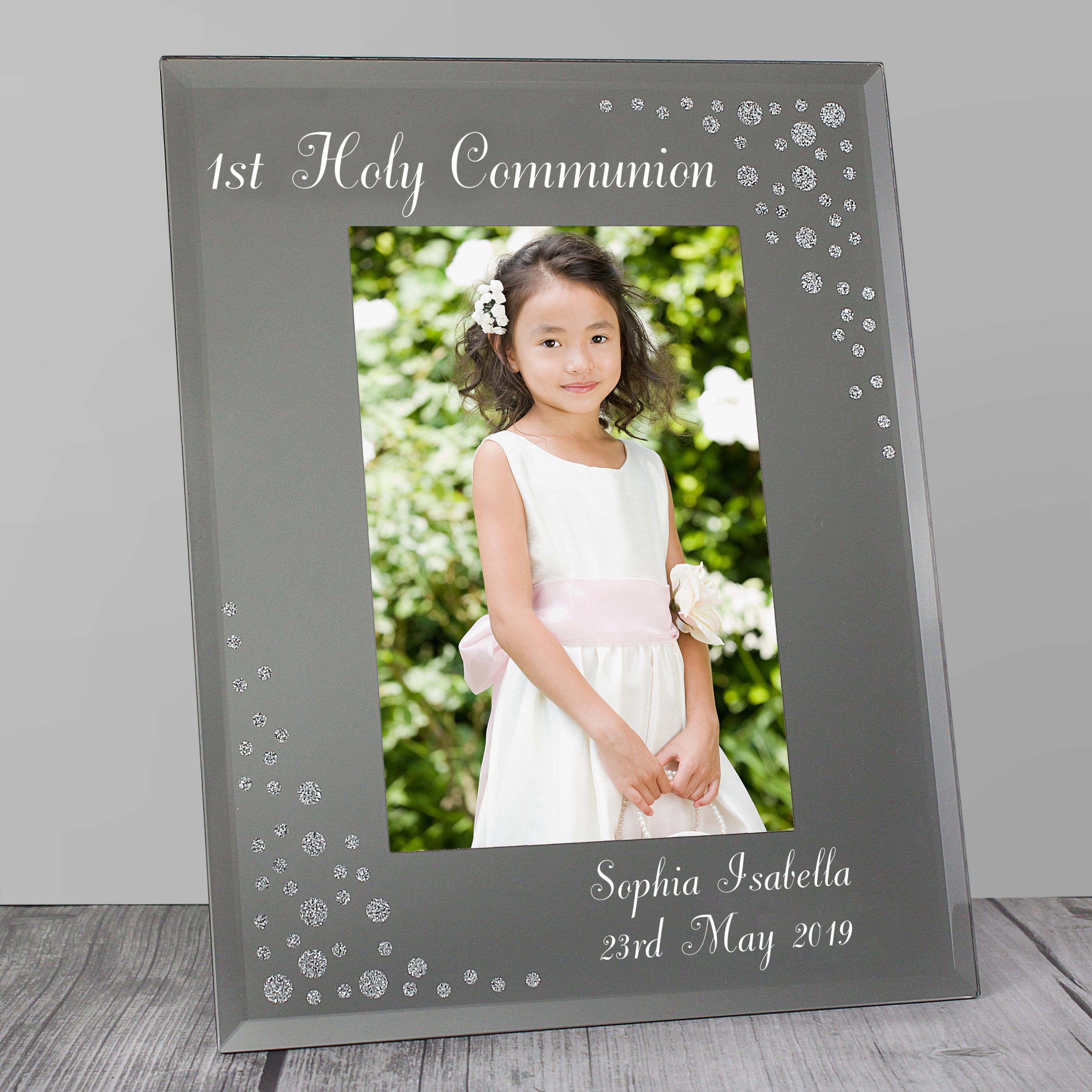 Personalised Any Message 4x6 Diamante Glass Photo Frame