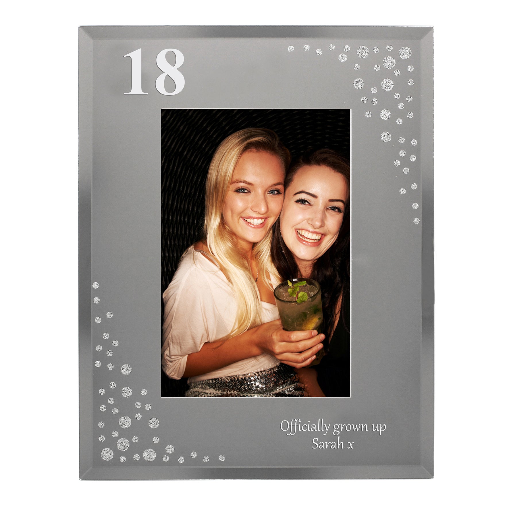 Personalised Big Age 4x6 Diamante Glass Photo Frame