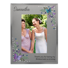 Personalised Butterfly 4x6 Diamante Glass Photo Frame