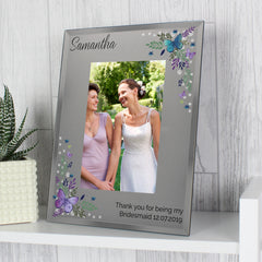 Personalised Butterfly 4x6 Diamante Glass Photo Frame