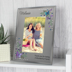 Personalised Butterfly 4x6 Diamante Glass Photo Frame